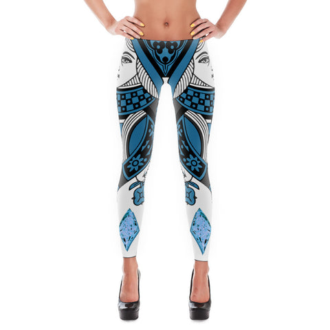 Queen of Diamonds Leggings (Negative White)